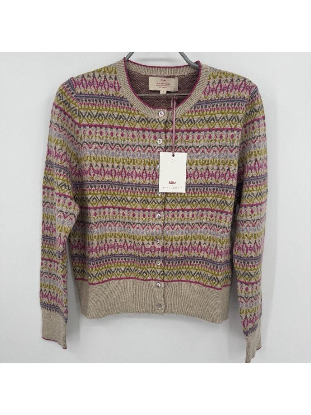 Kilte Collection Goldie Fair Isle Cardigan Sweater size 1 S Cotton-Cashmere $375